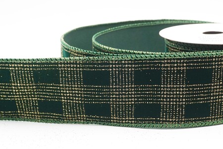 Green  Classic Plaid Check Wired Ribbon_KW0468GC-3-127